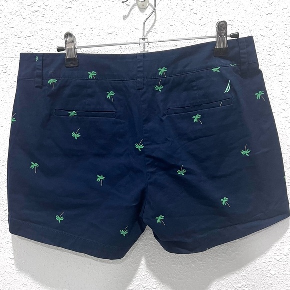 Nautica Blue and Green Bermuda Shorts with Palm Tree Embroidery 2 - Picture 4 of 5